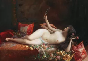 On a bed of roses by Delphin Enjolras Oil Painting