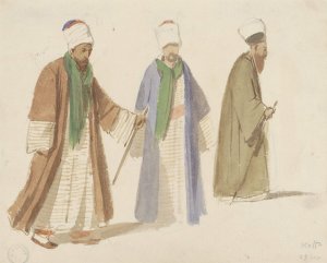 Kostuumstudies van drie derwisjen te Kaffa by Denis Auguste Marie Raffet Oil Painting