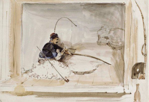 Zittende katoenwerker  by Denis Auguste Marie Raffet - Hand-Painted Oil Painting Reproduction