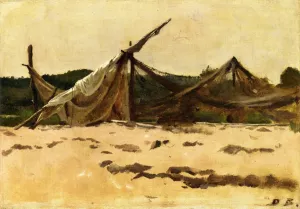 Nets and Sails Drying by Dennis Miller Bunker - Oil Painting Reproduction