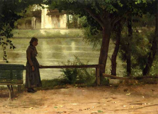 On the Banks of the Oise by Dennis Miller Bunker - Hand-Painted Oil Painting Reproduction
