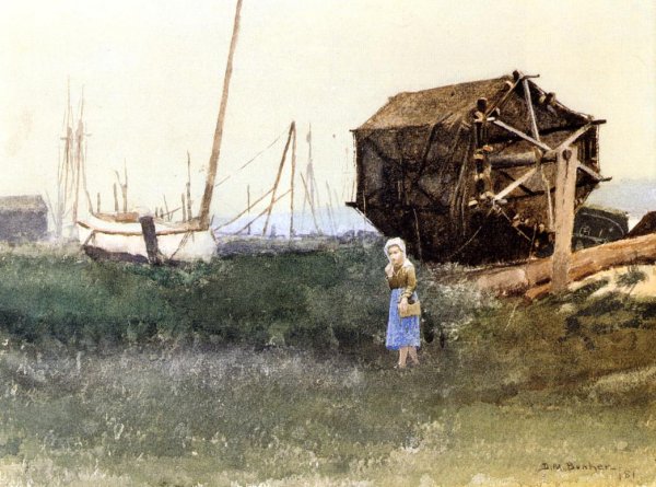 The Fisher Girl, Nantucket by Dennis Miller Bunker - Hand-Painted Oil Painting Reproduction