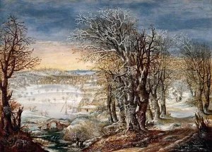 Winter Landscape in the Foret de Soignes, with the Flight Into Egypt Oil painting by Denys Van Alsloot