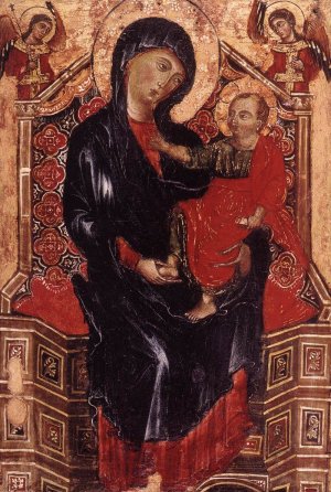 Virgin and Child Enthroned between Two Archangels by Deodato Di Orlandi Oil Painting