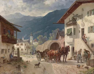 Rast vor dem Wirtshaus Oil painting by Desire Thomassin