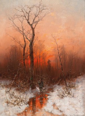 Returning Home At Sunset by Desire Thomassin Oil Painting