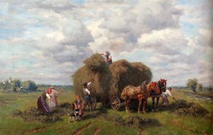The Hay Harvest by Desire Thomassin Oil Painting