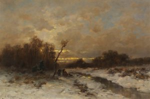 Winterlandschaft mit Reisigsammlern by Desire Thomassin Oil Painting