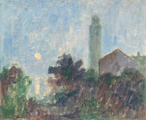Landscape with a Church by Dezider Czolder Oil Painting