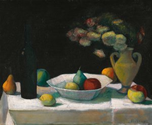 Still Life With Bottle And Fruit by Dezso Czigany Oil Painting
