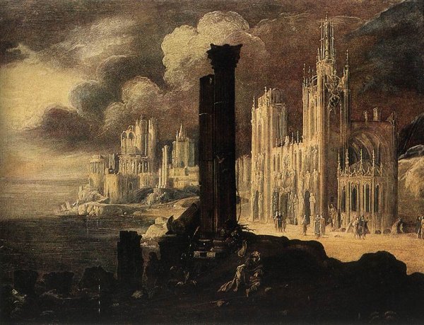 Landscape with Buildings by Didier Barra - Hand-Painted Oil Painting Reproduction