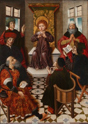Jesus entre los doctores by Diego De La Cruz   Oil Painting