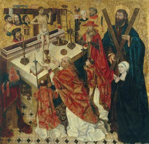 The Mass of Saint Gregory by Diego De La Cruz Oil Painting