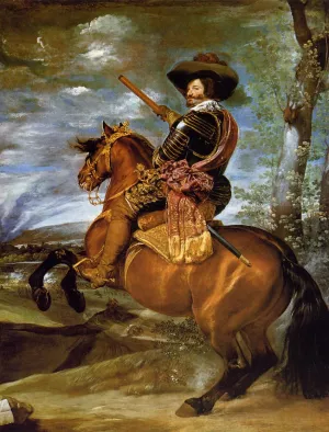 Count-Duke of Olivares on Horseback by Diego Velazquez - Oil Painting Reproduction