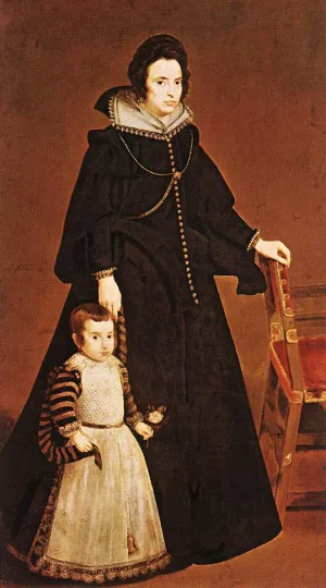 Doa Antonia de Ipearrieta y Galds and Her Son Luis by Diego Velazquez - Oil Painting Reproduction