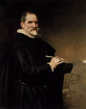 Juan Martinez Montanes Detail by Diego Velazquez - Oil Painting Reproduction