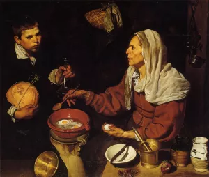 Old Woman Poaching Eggs painting by Diego Velazquez
