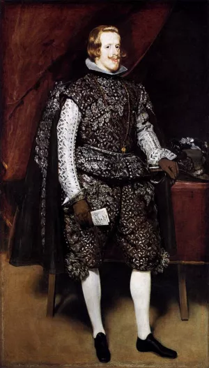 Philip IV in Brown and Silver by Diego Velazquez - Oil Painting Reproduction