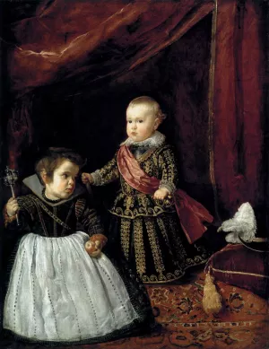 Prince Baltasar Carlos with a Dwarf by Diego Velazquez - Oil Painting Reproduction