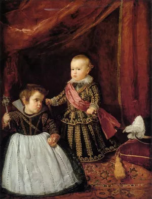 Prince Baltasar Carlow with a Dwarf by Diego Velazquez - Oil Painting Reproduction