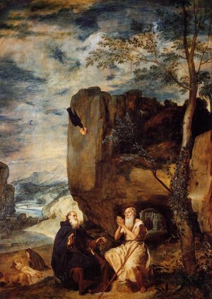 St. Anthony Abbot and St. Paul the Hermit Oil painting by Diego Velazquez
