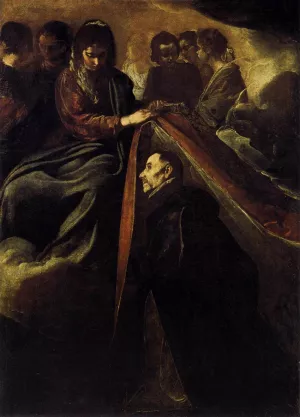 St Ildefonso Receiving the Chasuble from the Virgin Oil painting by Diego Velazquez
