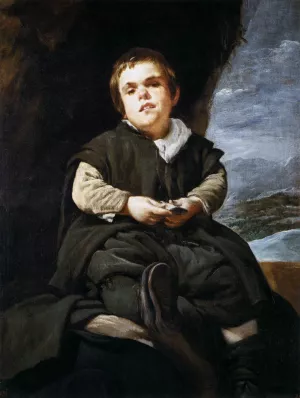 The Dwarf Francisco Lezcano, Called El Nino de Vallecas Oil painting by Diego Velazquez