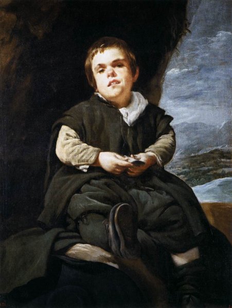 The Dwarf Francisco Lezcano, Called El Nino de Vallecas by Diego Velazquez - Hand-Painted Oil Painting Reproduction