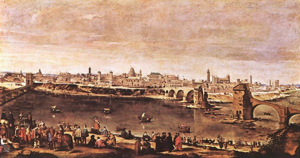 View of Zaragoza by Diego Velazquez - Hand-Painted Oil Painting Reproduction