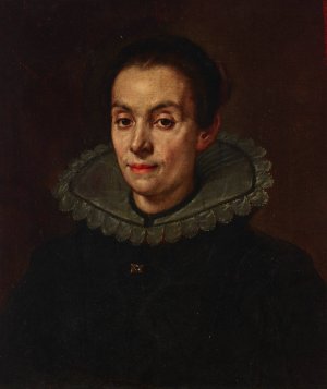 Portrait of a woman by Diego Rodriguez Da Silva Y Velazquez (Follower) Oil Painting