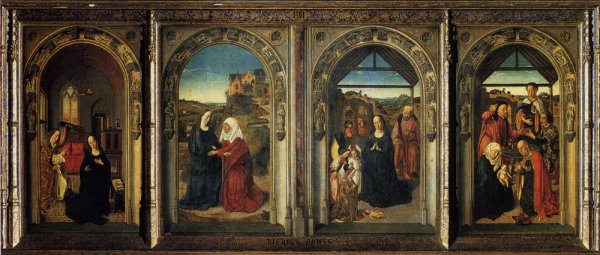 Polyptych Showing The Annunciation The Visitation The Adoration Of The Angels And The Adoration Of The Kings