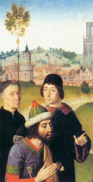The Meeting of Abraham and Melchizedek Detail Oil painting by Dieric The Elder Bouts