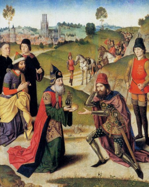 The Meeting of Abraham and Melchizedek by Dieric The Elder Bouts - Hand-Painted Oil Painting Reproduction