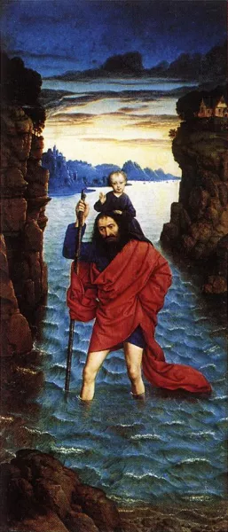 Saint Christopher by Dieric The Younger Bouts - Oil Painting Reproduction