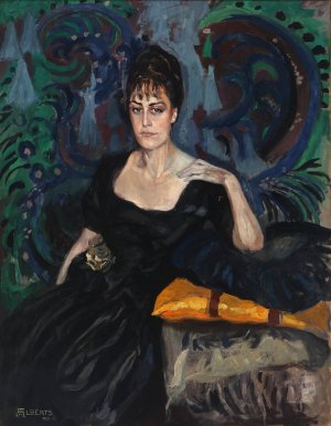Portraet af siddende kvinde by Dietrich Wilhelm Alberts Oil Painting