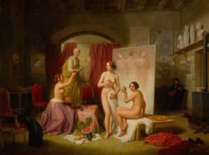 The Three Graces by Dietrich Wilhelm Lindau Oil Painting