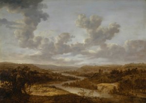 Large River Landscape by Dionijs Verburgh Oil Painting