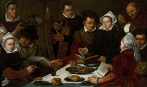 Company at a table by Dirck Barendsz Oil Painting