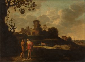 Arcadian Landscape with Herdsmen and Cattle by Dirck Dalens Oil Painting