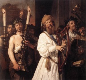 David Playing the Harp by Dirck De Bray Oil Painting