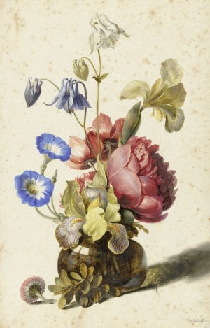 Flowers in a Bottle by Dirck De Bray Oil Painting