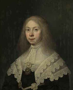 Portrait of a young lady by Dirck Dircksz Van Santvoort Oil Painting