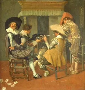 Herrengesellschaft am Kamin by Dirck Hals - Oil Painting Reproduction