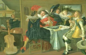 Interieur mit frahlicher Tischgesellschaft by Dirck Hals Oil Painting