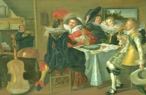 Interieur mit frahlicher Tischgesellschaft Oil painting by Dirck Hals