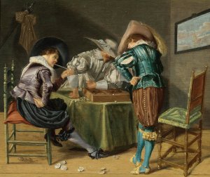 Tric-Trac Players In An Interior by Dirck Hals Oil Painting