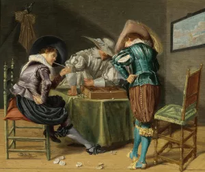 Tric-Trac Players In An Interior by Dirck Hals Oil Painting