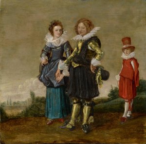 Young Couple Walking with a Page by Dirck Hals Oil Painting