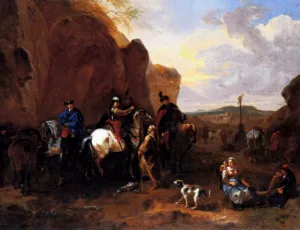 Cossacks on Horseback Asking a Hermit for Directions by Dirck Maas - Oil Painting Reproduction