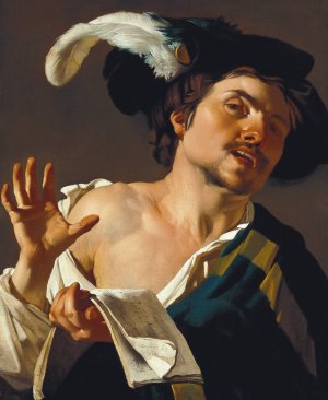 Young Man Singing by Dirck Van Baburen Oil Painting